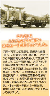 はじまりはふるさとの夢と希望を乗せた一台のトラックでした。